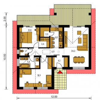 Mirror image | Floor plan of ground floor - BUNGALOW 160